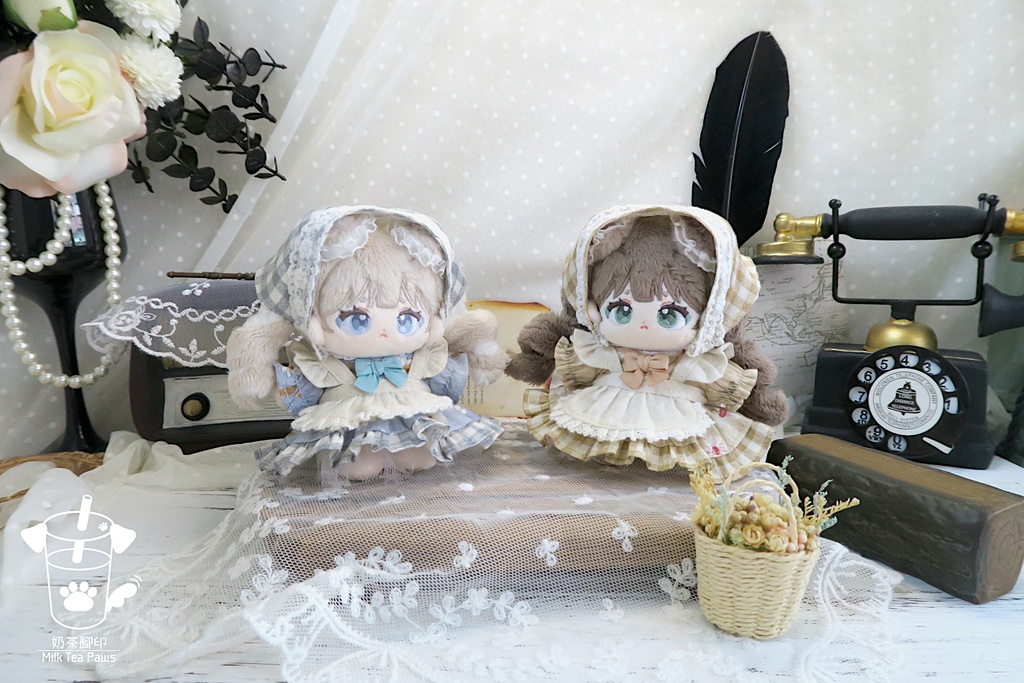 【10cmぬいぐるみ・ぬい服】カントリーピクニック・ドレスセット(2色)