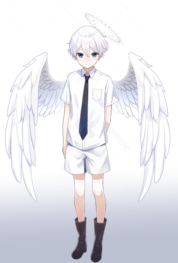 【動く】立ち絵素材 天使/白髪/ショタ