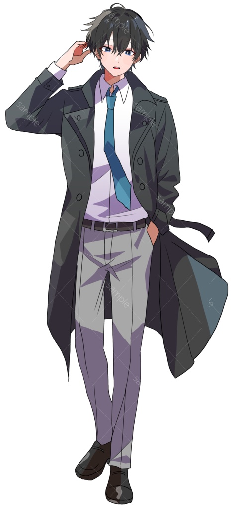 立ち絵素材 黒髪/サングラス/眼鏡/コート/刑事