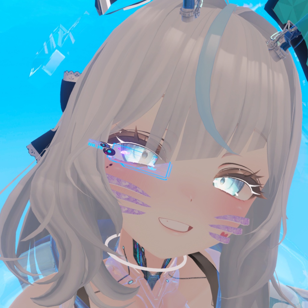 自由変形、サイバー風のケモノひげ