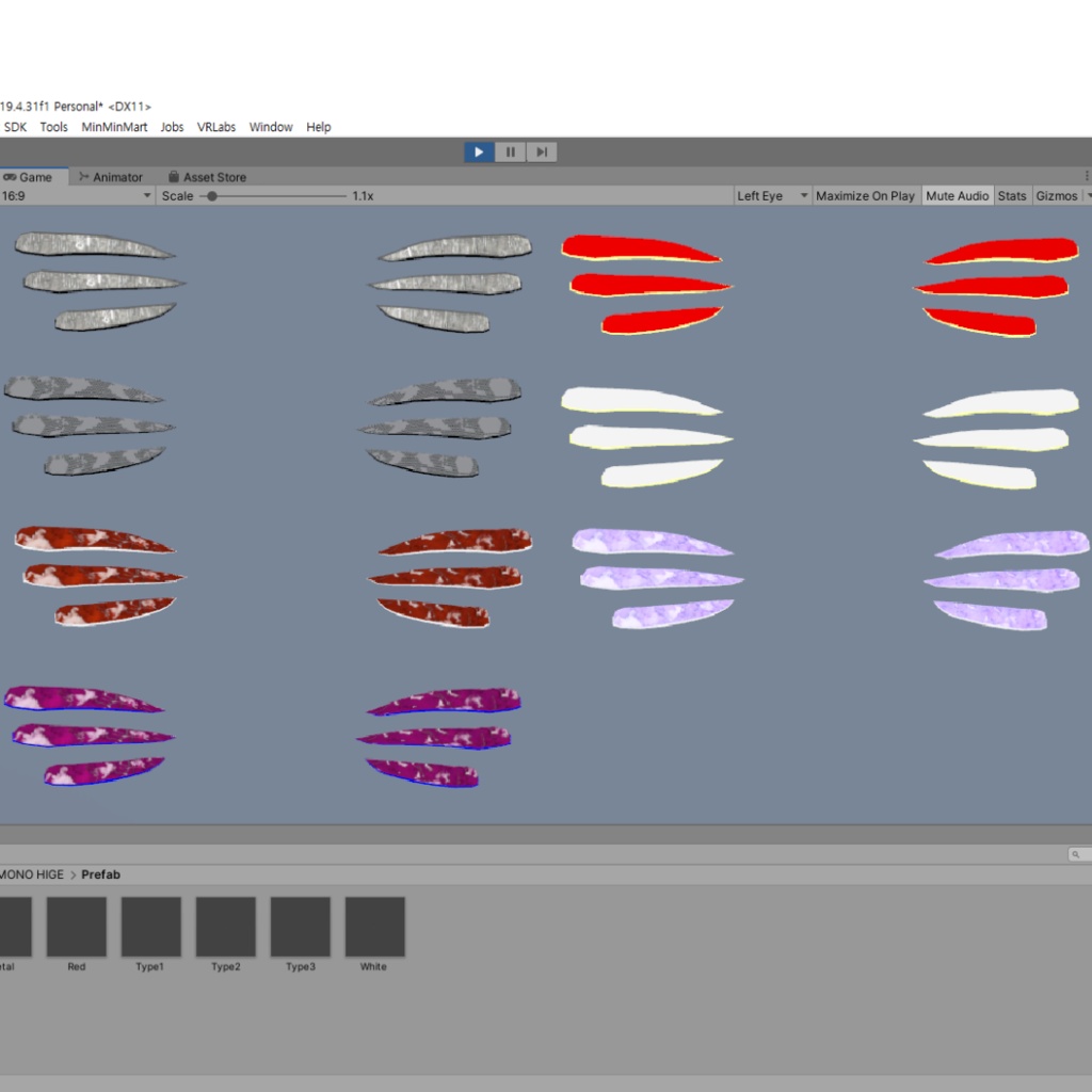 自由変形、サイバー風のケモノひげ