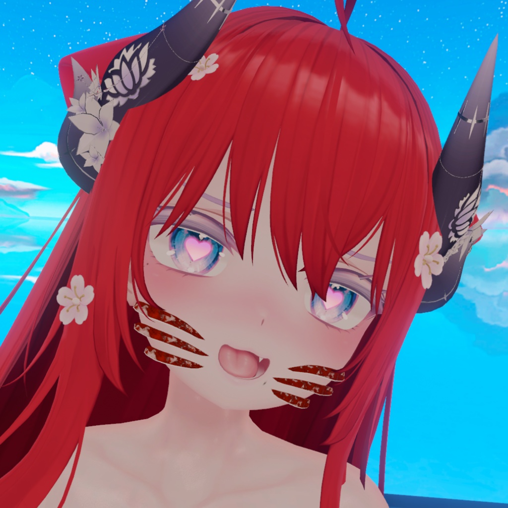 自由変形、サイバー風のケモノひげ