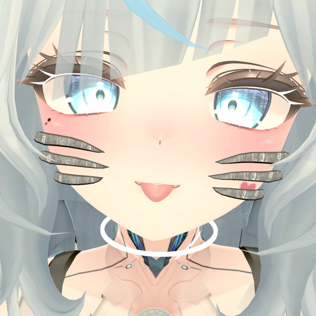 自由変形、サイバー風のケモノひげ