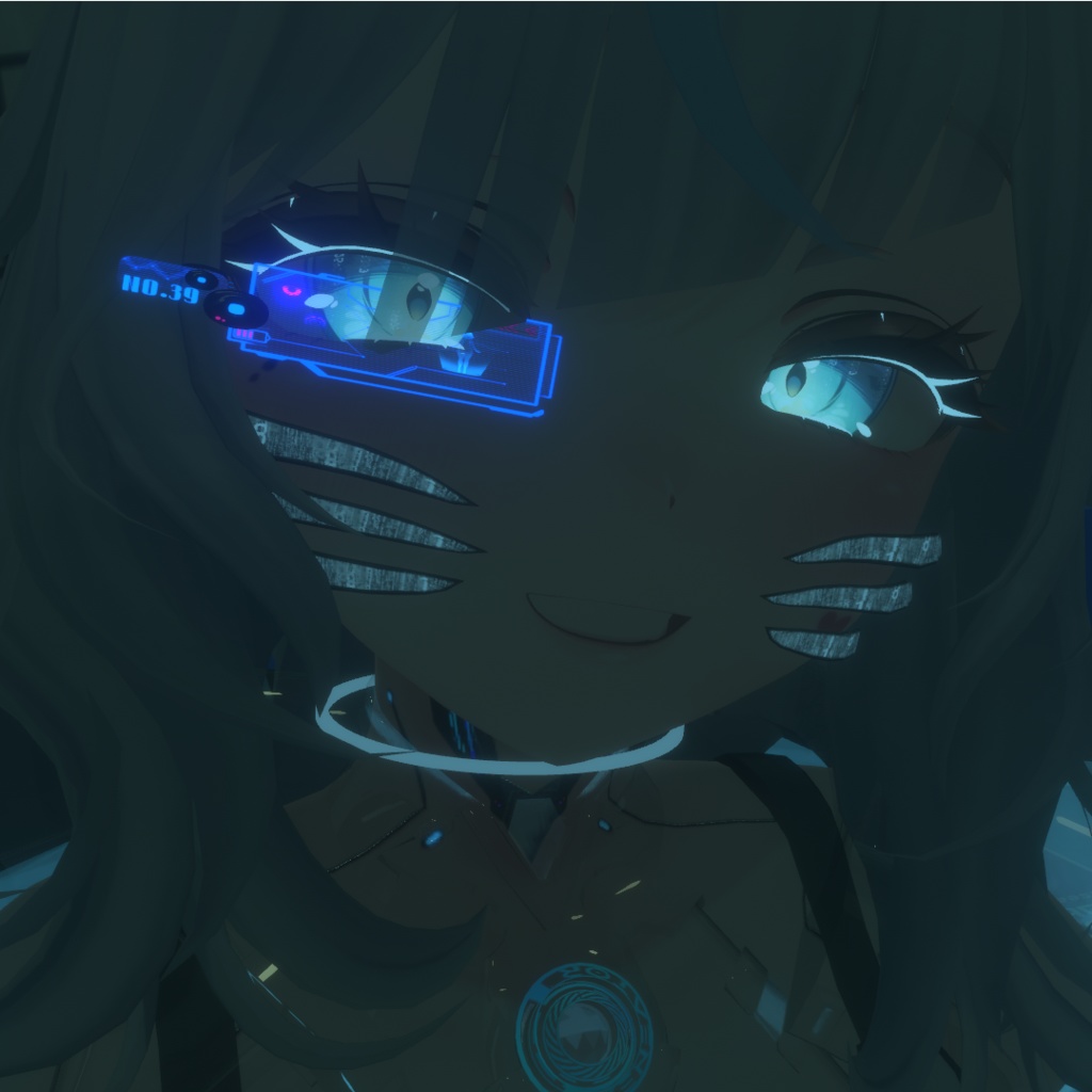 自由変形、サイバー風のケモノひげ