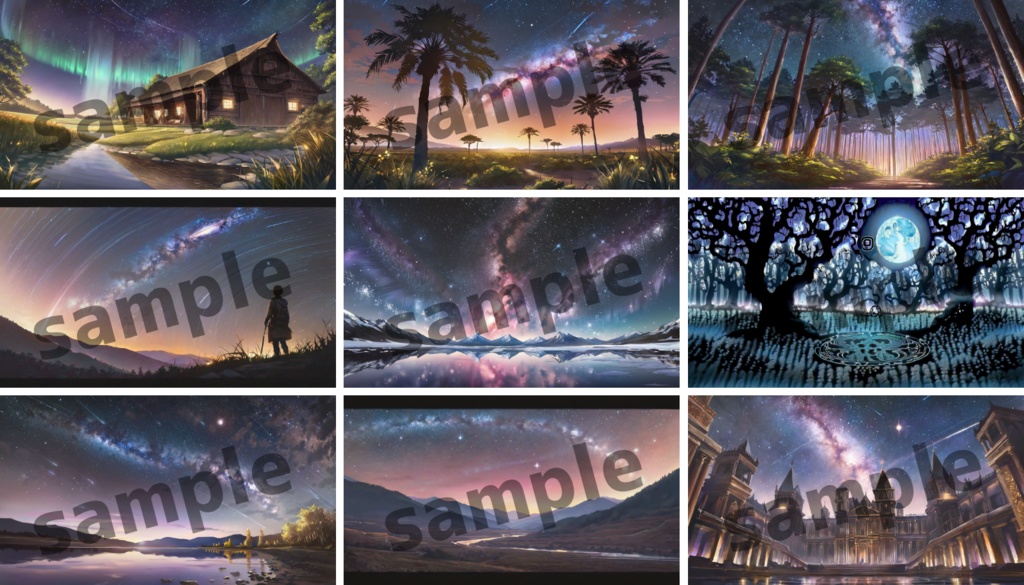 星降る瞬間 ― 夜空背景素材 108 枚パック/TRPG/ココフォリア/パワーポイント資料などに使える!