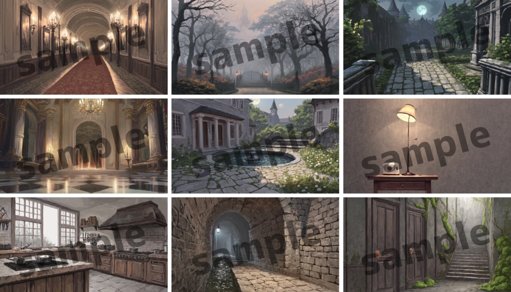 静謐と荘厳が交差する ― 洋館背景素材 80 枚/TRPG/ココフォリア/パワーポイント資料などに使える!