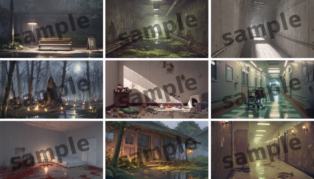 禍々しき静寂 ― ホラー背景素材 78 枚/TRPG/ココフォリア/パワーポイント資料などに使える!