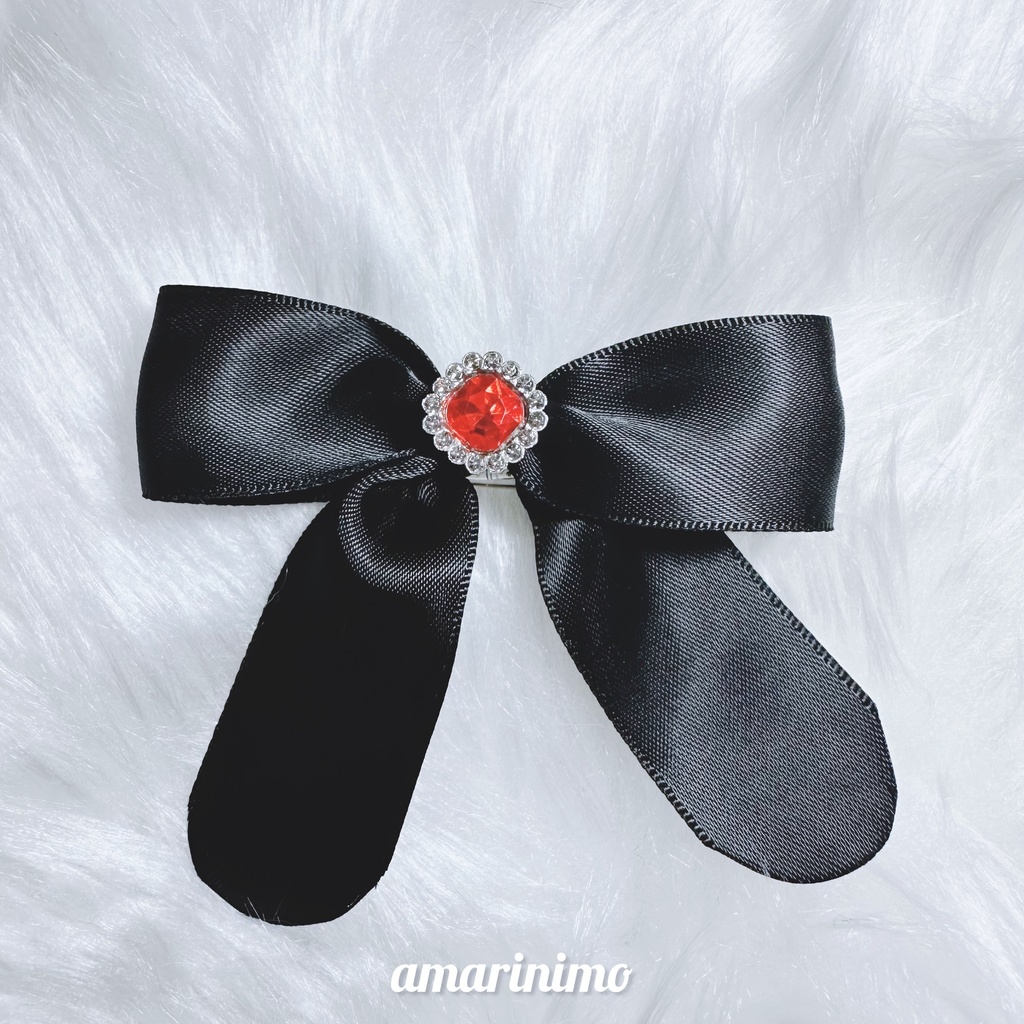 ぬい用 アクセサリー リボン/bow(推し色 黒/black)