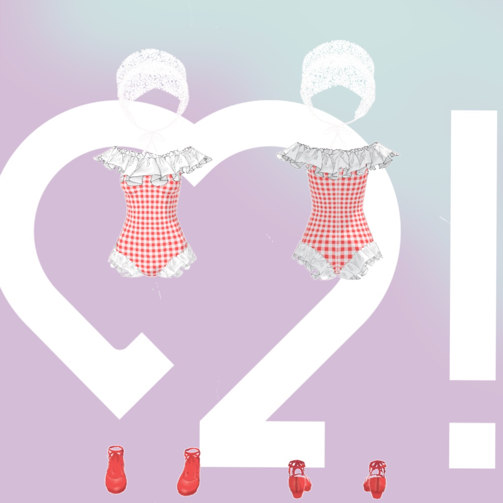 フリルギンガムスイムウェア