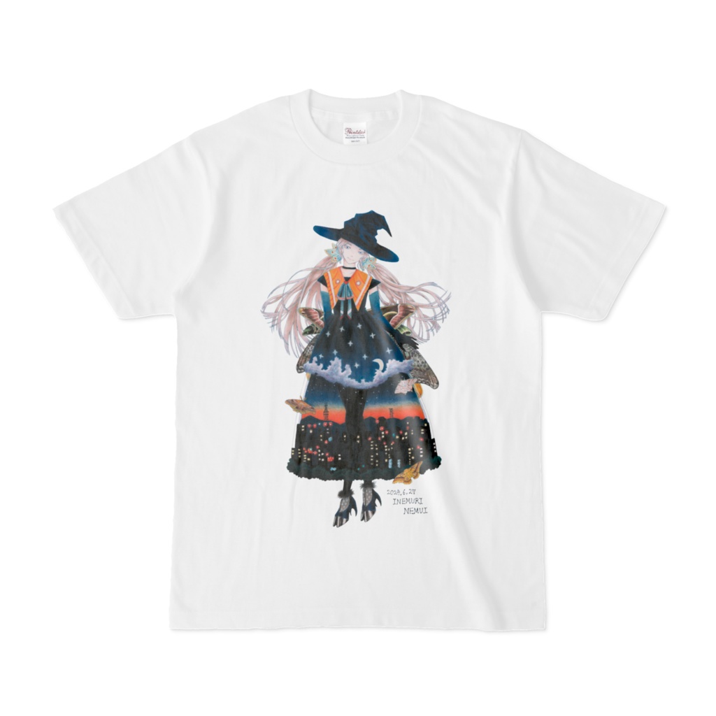街灯りと夜の魔女のTシャツ