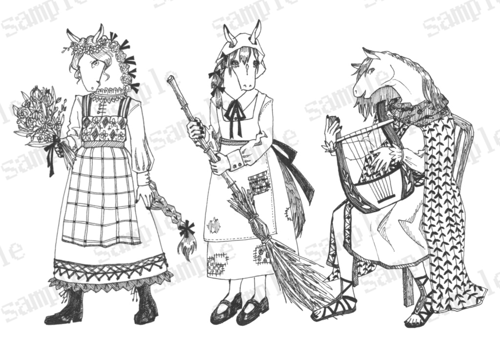 馬の村人たちのトートバッグ①