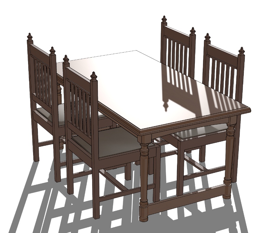 【3Dモデル】アンティーク風 テーブル&チェアセット