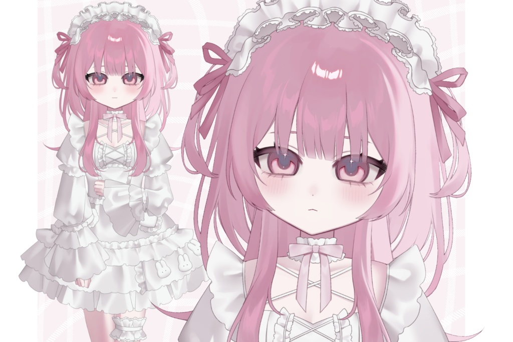 【汎用モデル】ピンク髪の白ロリータの女の子