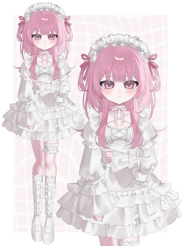 【汎用モデル】ピンク髪の白ロリータの女の子