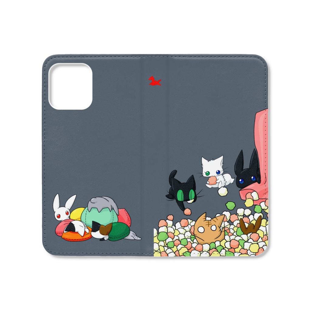 ねこうさiPhoneケース ひなあられ(黒)