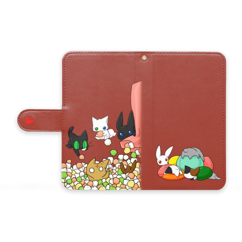 ねこうさAndroidケース ひなあられ(赤)