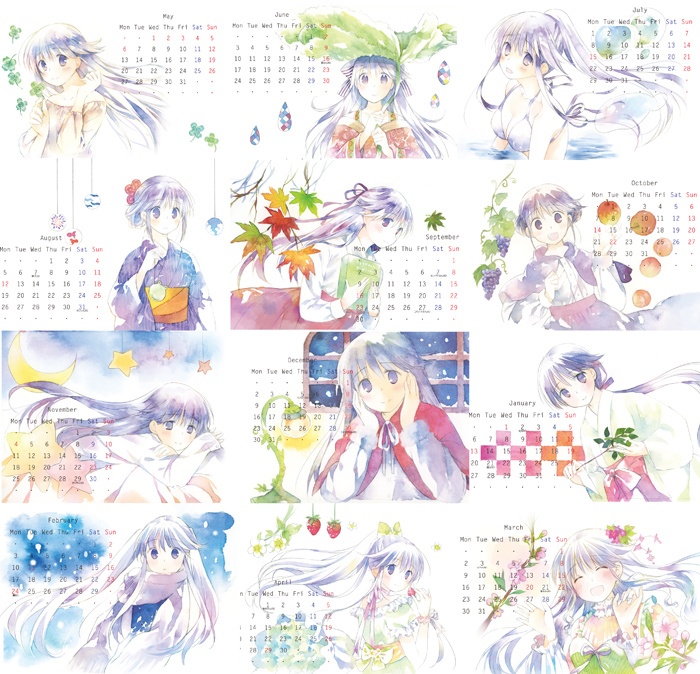 色素薄子さん 水彩卓上カレンダー 2019~2020