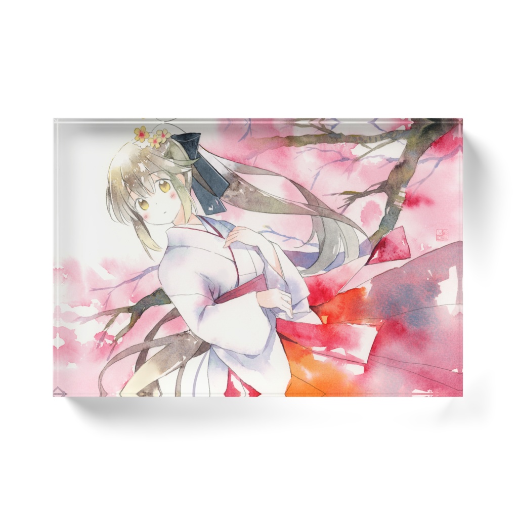 水彩画アクリルブロック(春に捧ぐ)