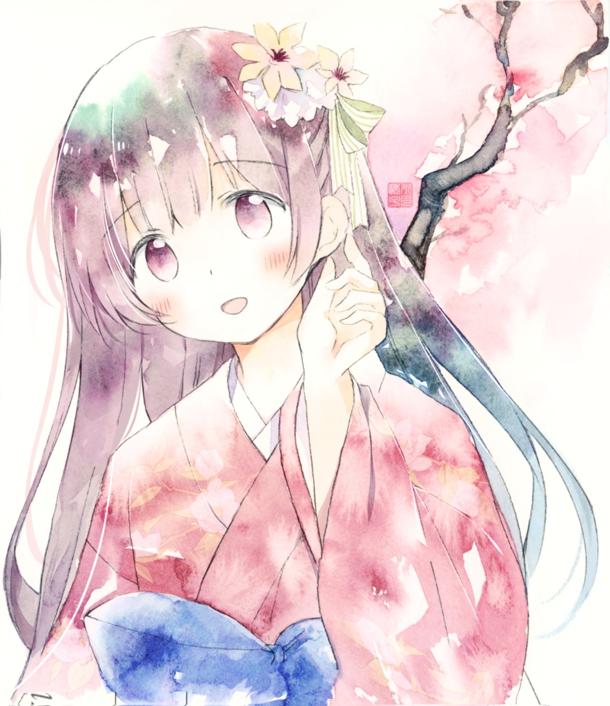 水彩画アクリルブロック(春に焦がれる)