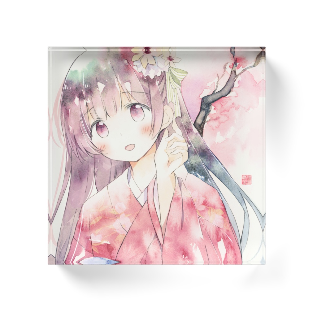 水彩画アクリルブロック(春に焦がれる)