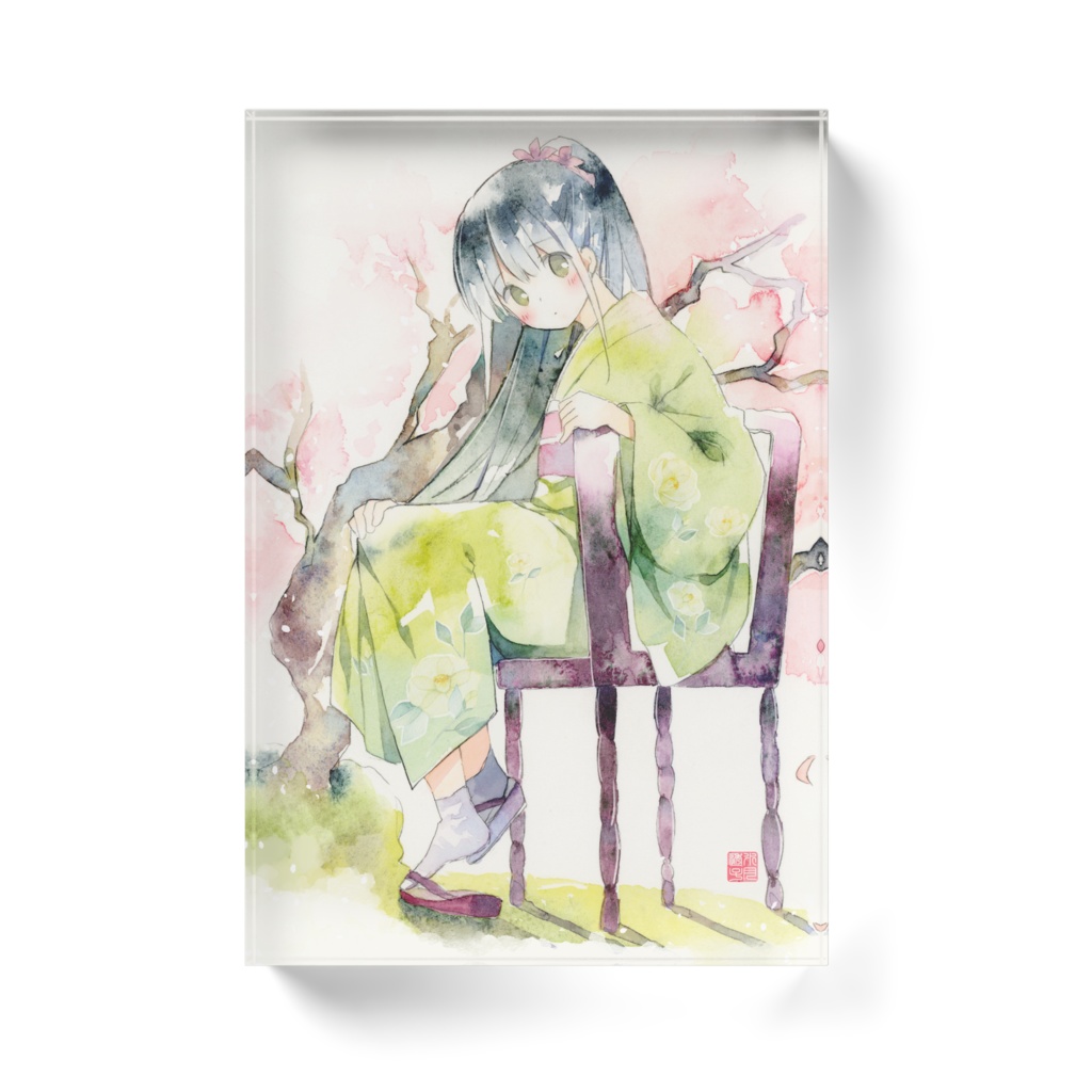 水彩画アクリルブロック(春の記憶)