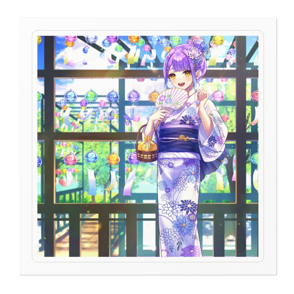 ♡4周年記念♡ 花菱さらさステッカー 100x100mm