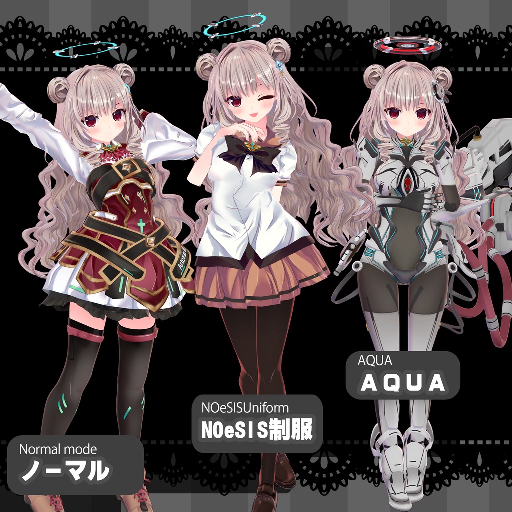 【VRChat向けアバター】クラショコ版エルノア3Dモデル「クシェ」【基本パック】