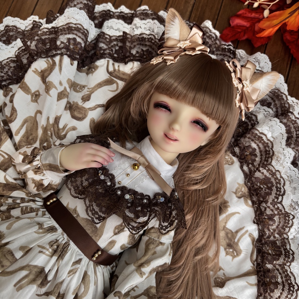 【SDサイズ】猫のワンピース〈茶〉