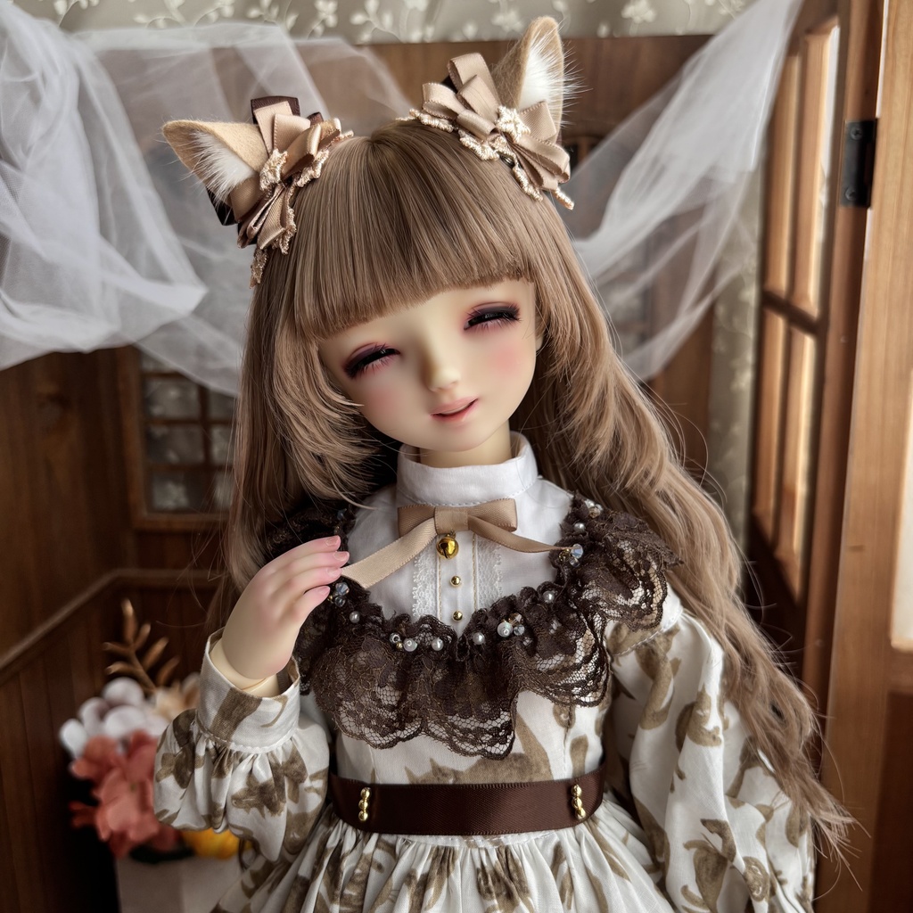【SDサイズ】猫のワンピース〈茶〉