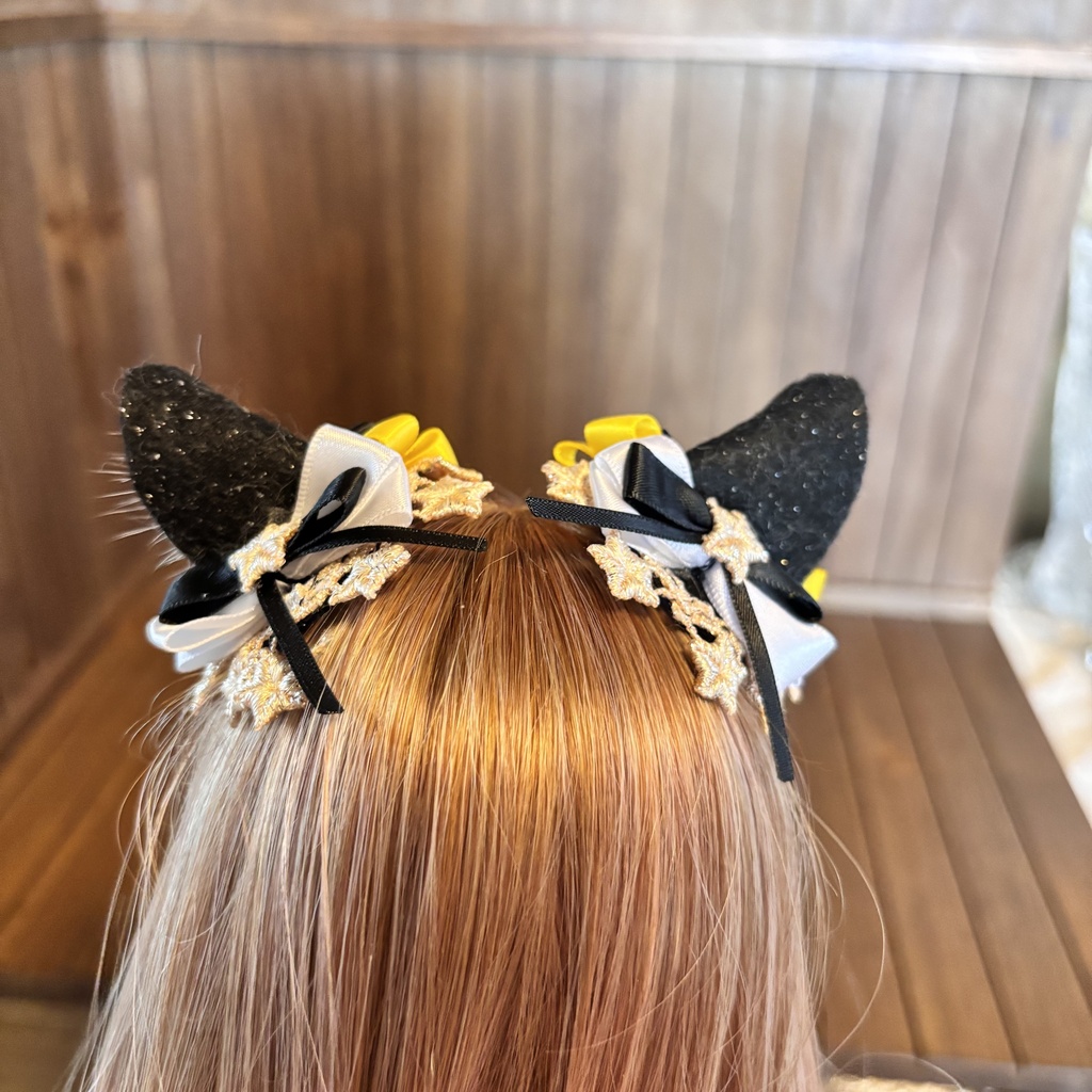 猫耳ヘアアクセサリー〈黒×黄色〉