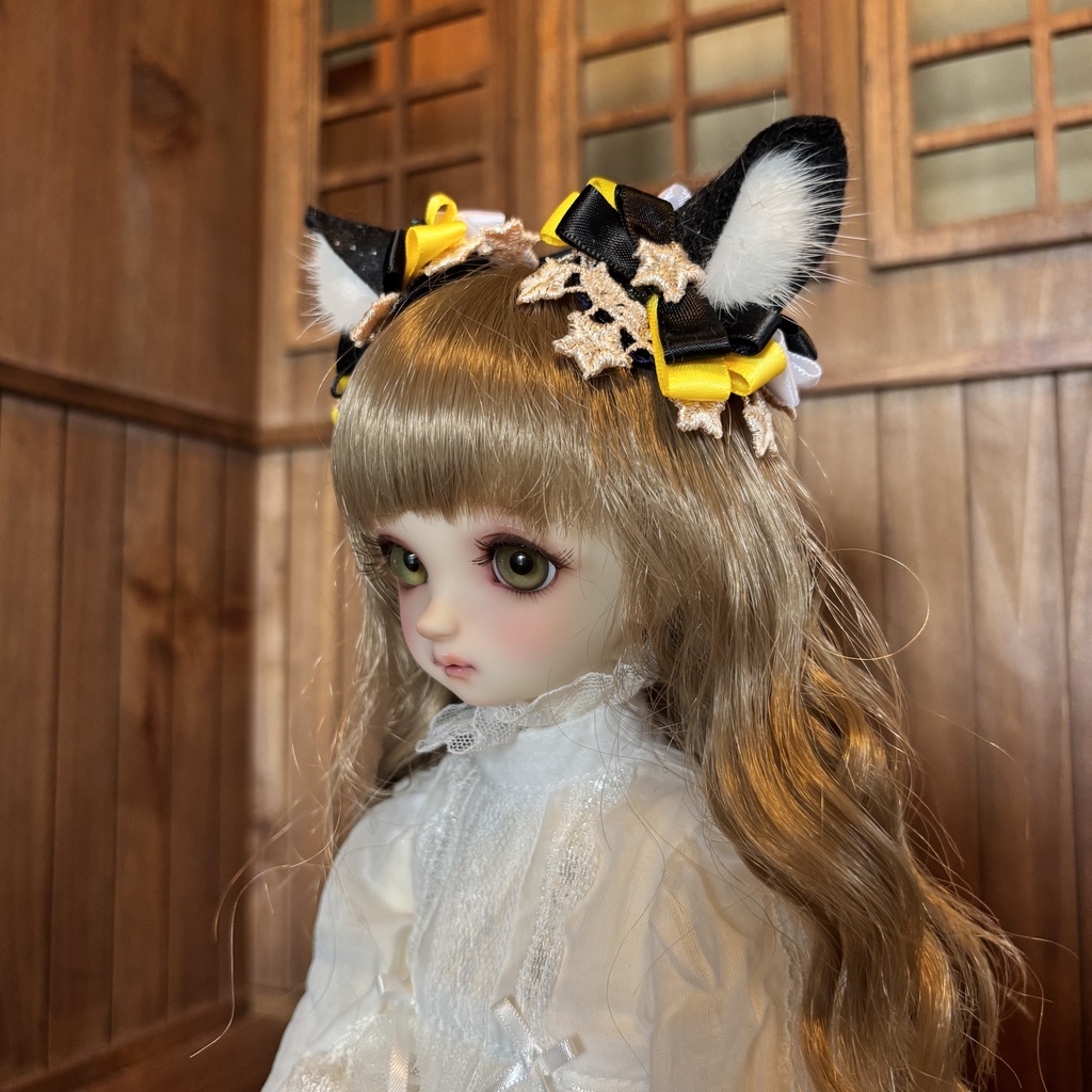 猫耳ヘアアクセサリー〈黒×黄色〉
