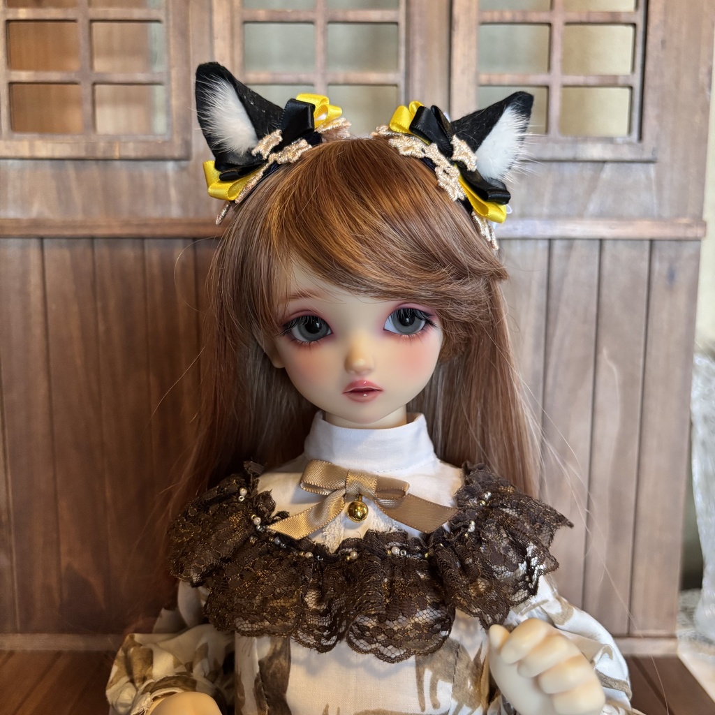 猫耳ヘアアクセサリー〈黒×黄色〉