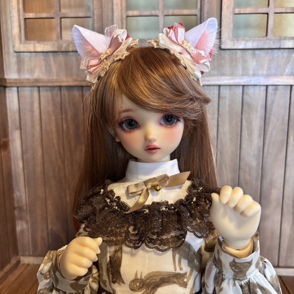 猫耳ヘアアクセサリー〈白×ピンク〉