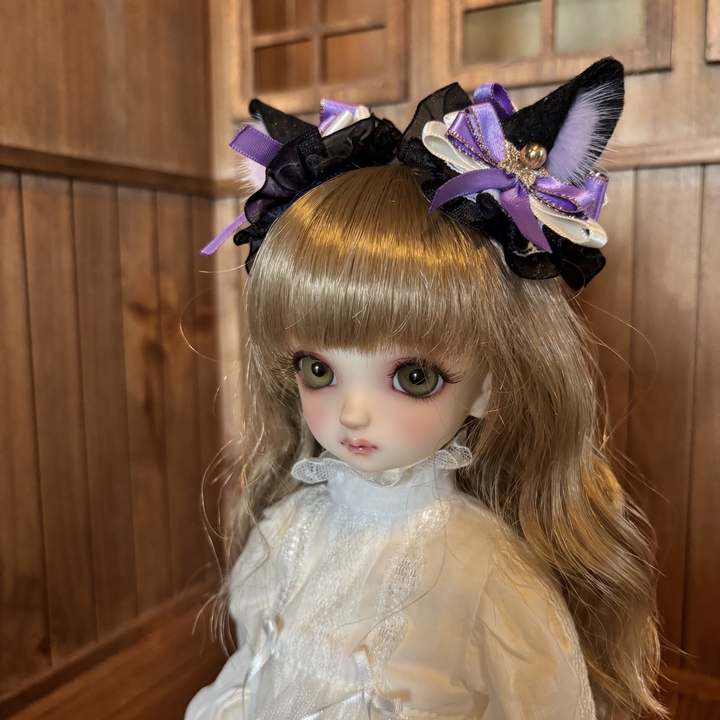 猫耳ヘアアクセサリー〈黒×紫〉