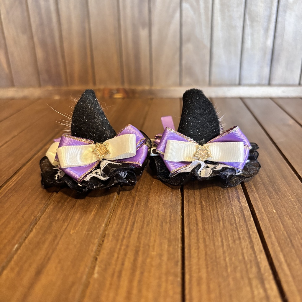 猫耳ヘアアクセサリー〈黒×紫〉