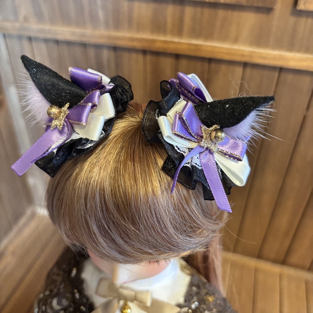 猫耳ヘアアクセサリー〈黒×紫〉