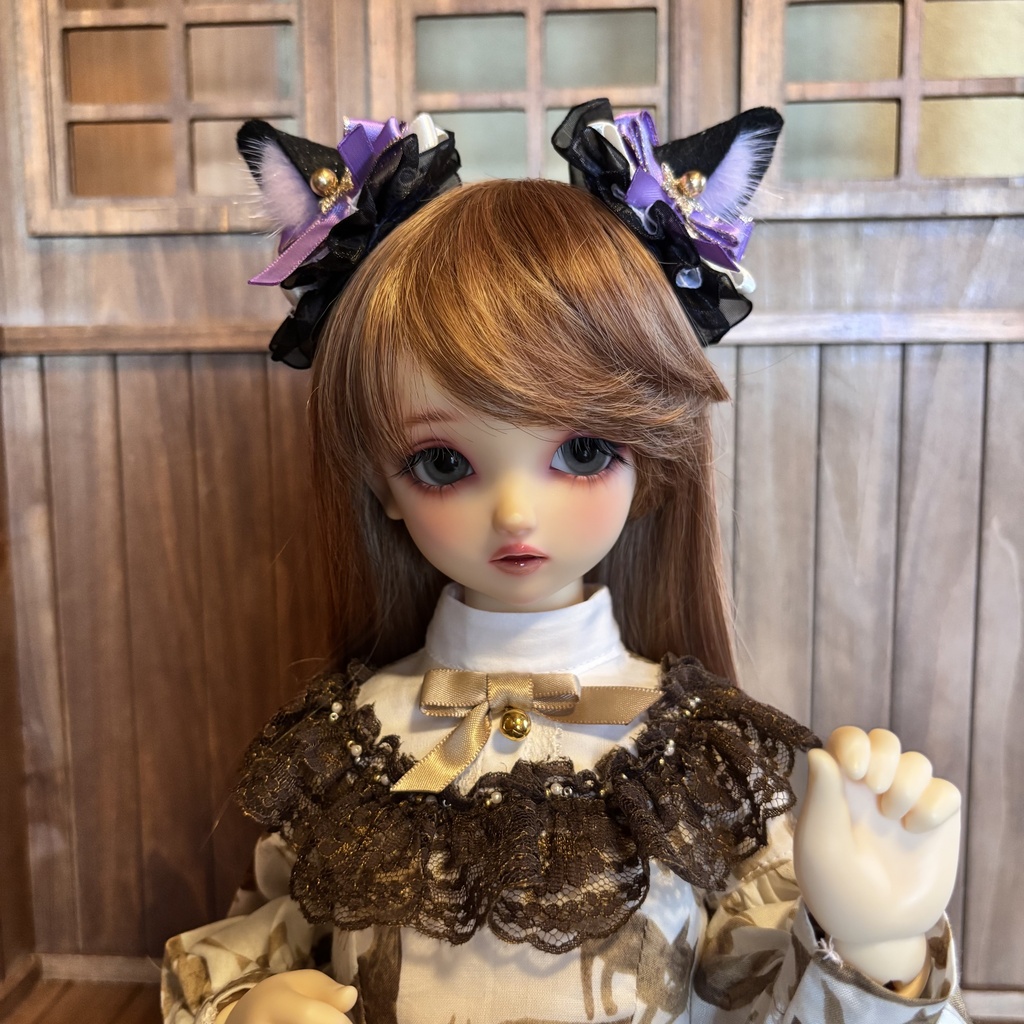 猫耳ヘアアクセサリー〈黒×紫〉