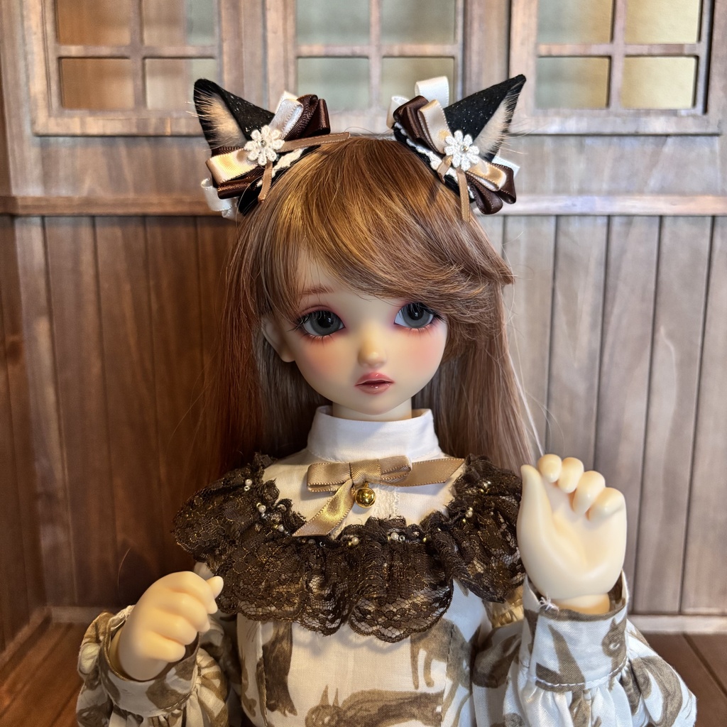 猫耳ヘアアクセサリー〈黒×茶色〉