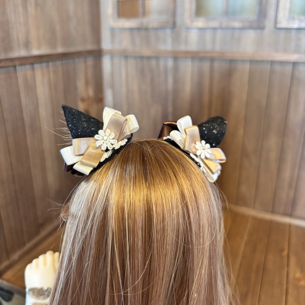 猫耳ヘアアクセサリー〈黒×茶色〉