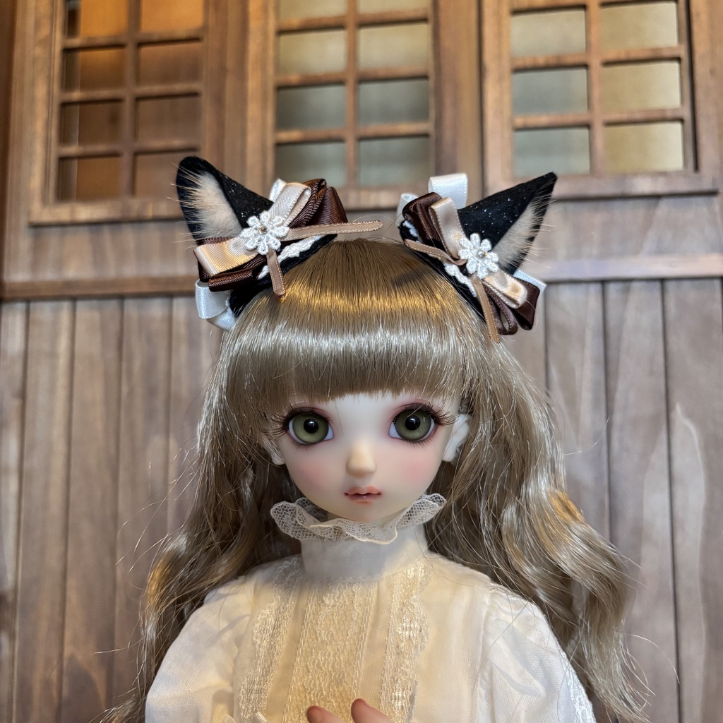 猫耳ヘアアクセサリー〈黒×茶色〉