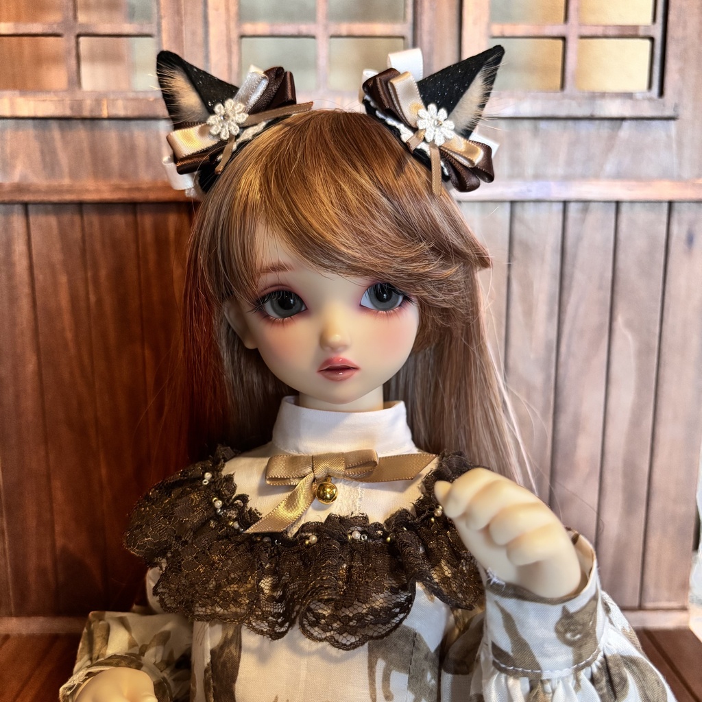 猫耳ヘアアクセサリー〈黒×茶色〉