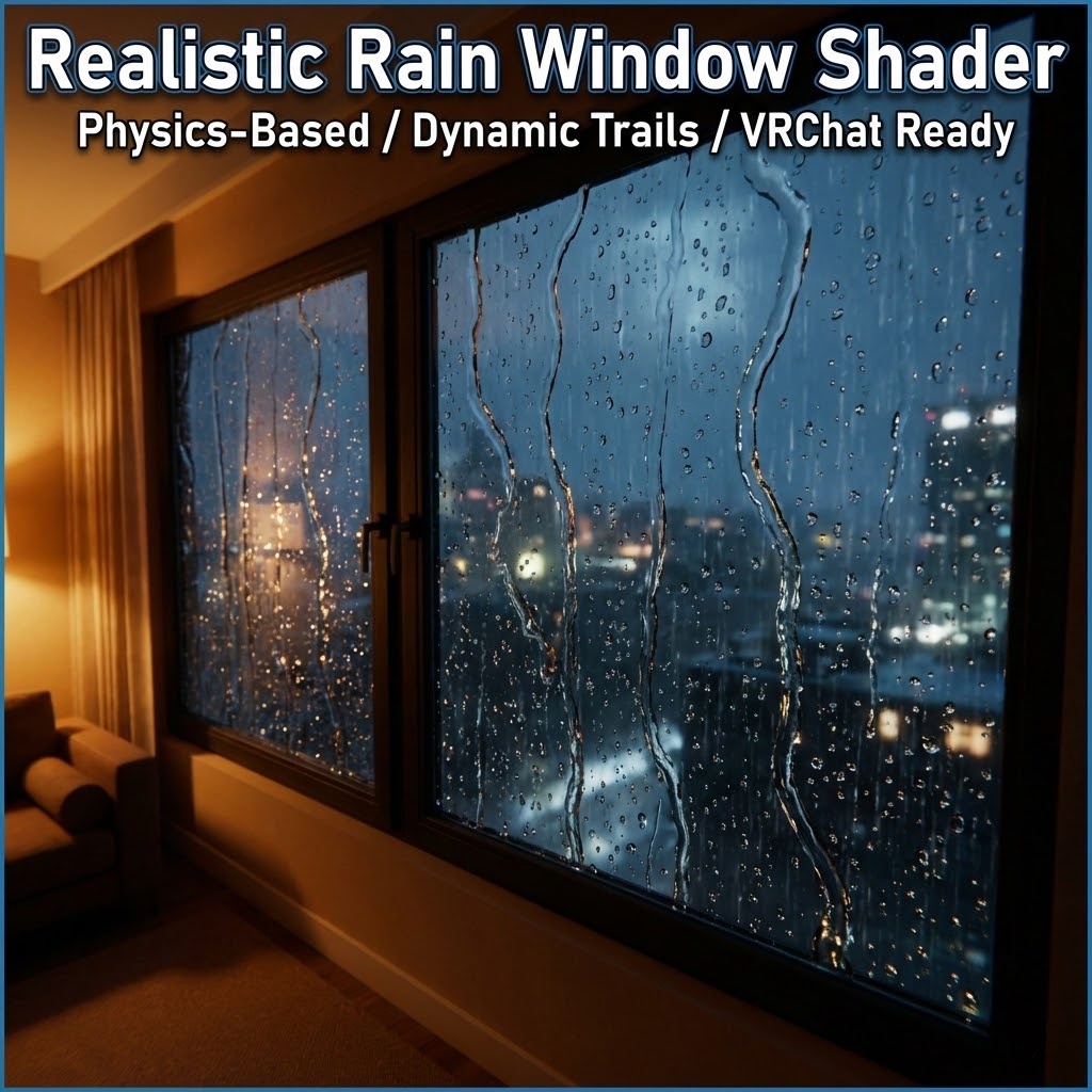 【VRChat想定】雨の日の窓ガラスシェーダー