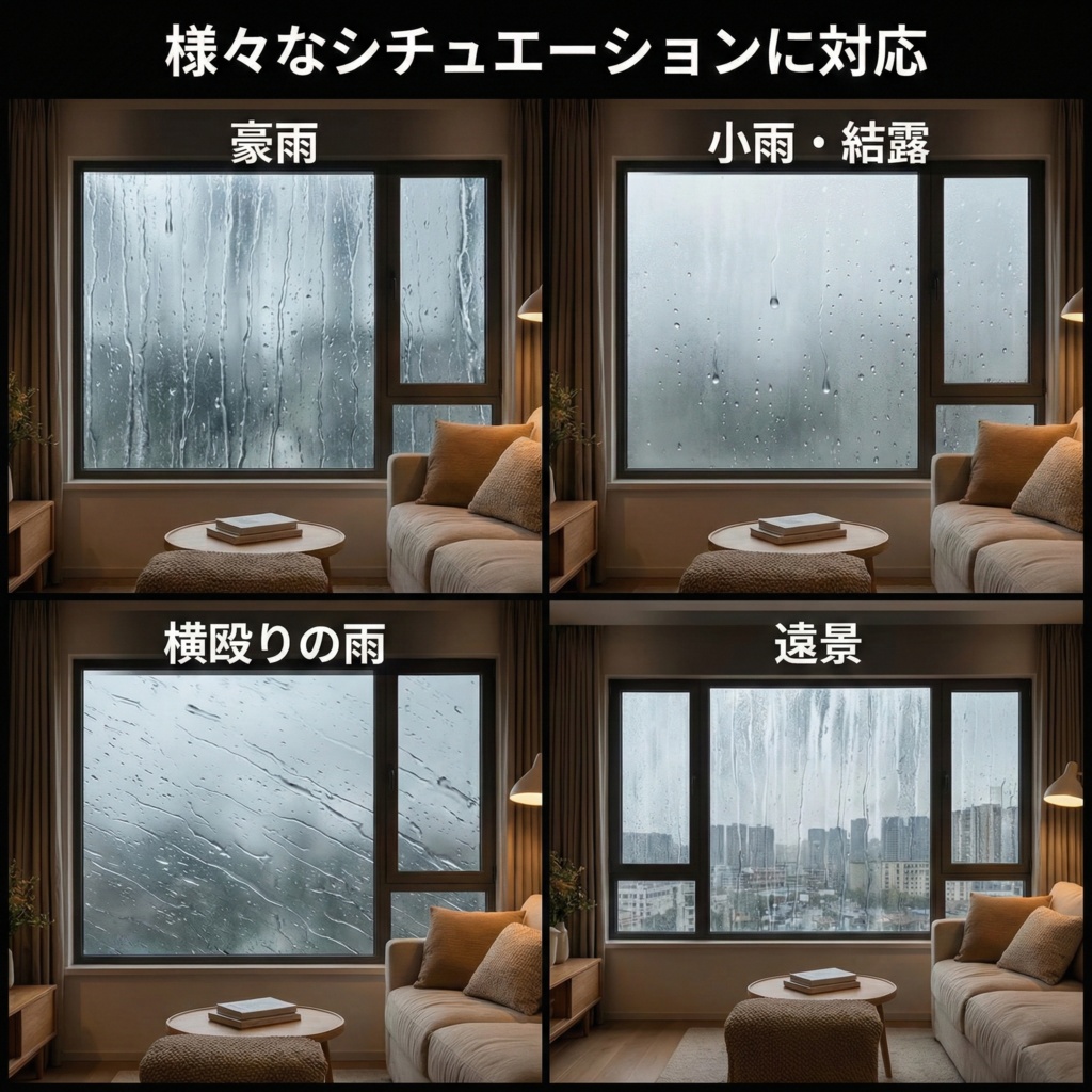 【VRChat想定】雨の日の窓ガラスシェーダー