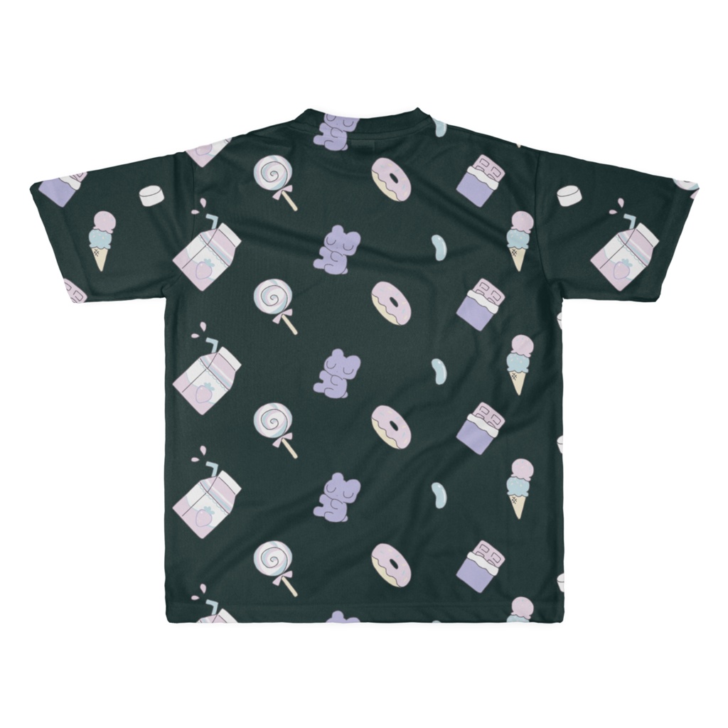 あまいおかしTシャツ-くろ