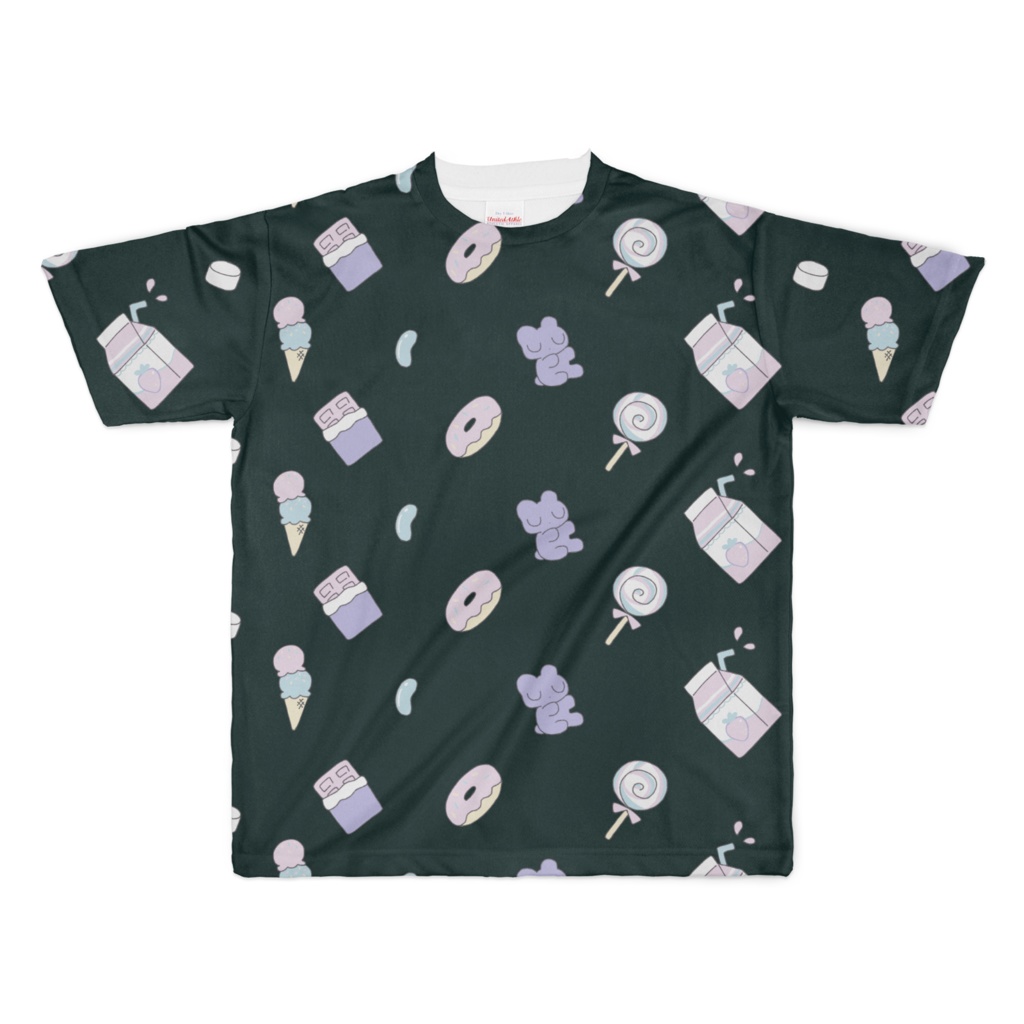 あまいおかしTシャツ-くろ