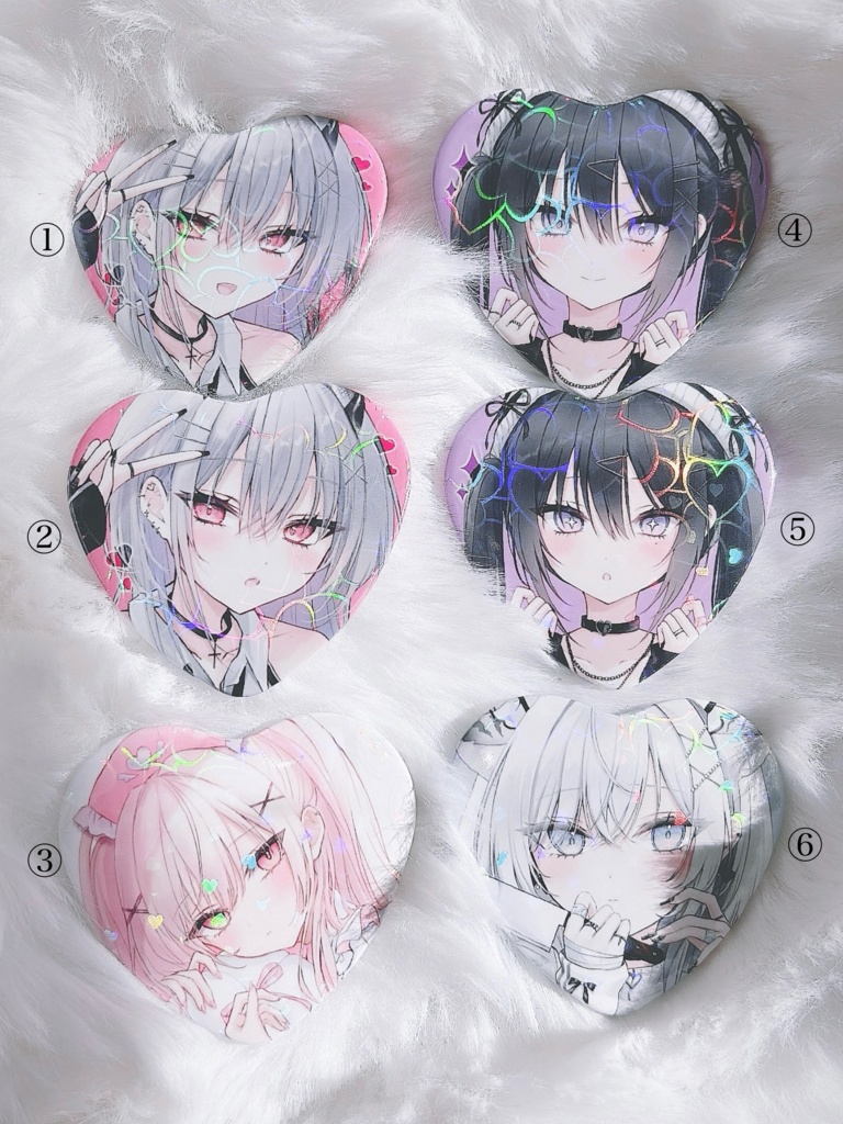 ハート型缶バッチ（ハートホログラム）