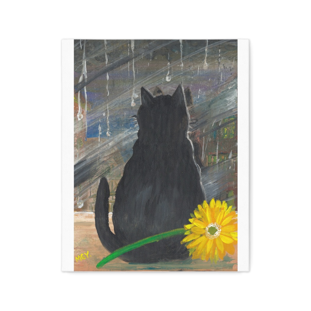雨の街を見てる猫