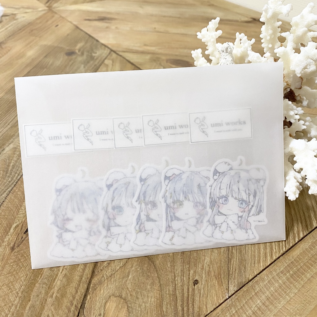 【 在庫1点のみ 】clear sticker 5set『二種の宝石を秘めるくまたち』