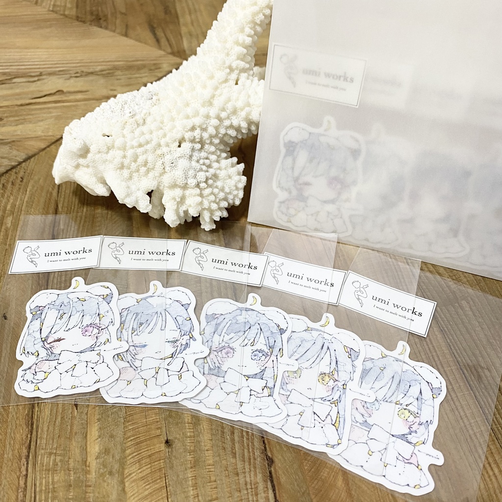 【在庫2点のみ】clear sticker 5set［二種の宝石を秘めるくまたち#02］