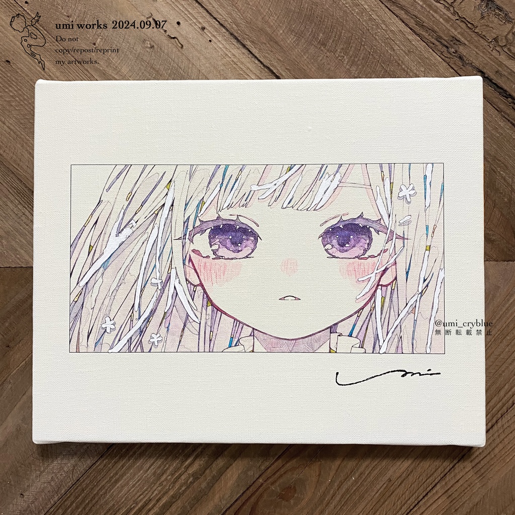 【準新作】Canvas print [魔法を秘める] (直筆サイン+ホワイト加筆+箱あり)